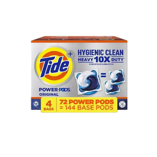 Tide Power PODS + Ultra OXI Laundry Detergent Pacs (72 Count) – Stain & Odor Eliminator, High-Efficiency Compatible