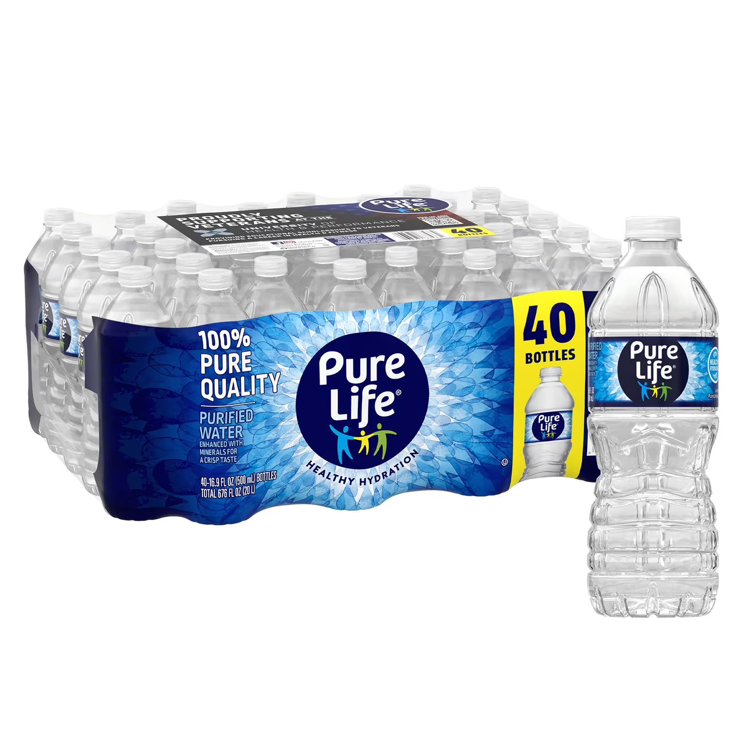 Pure Life Purified Water 16.9 fl oz 40 Pack – Bottled Drinking Water, Bulk Pack, Refreshing Everyday Hydration, BPA-Free Bottles