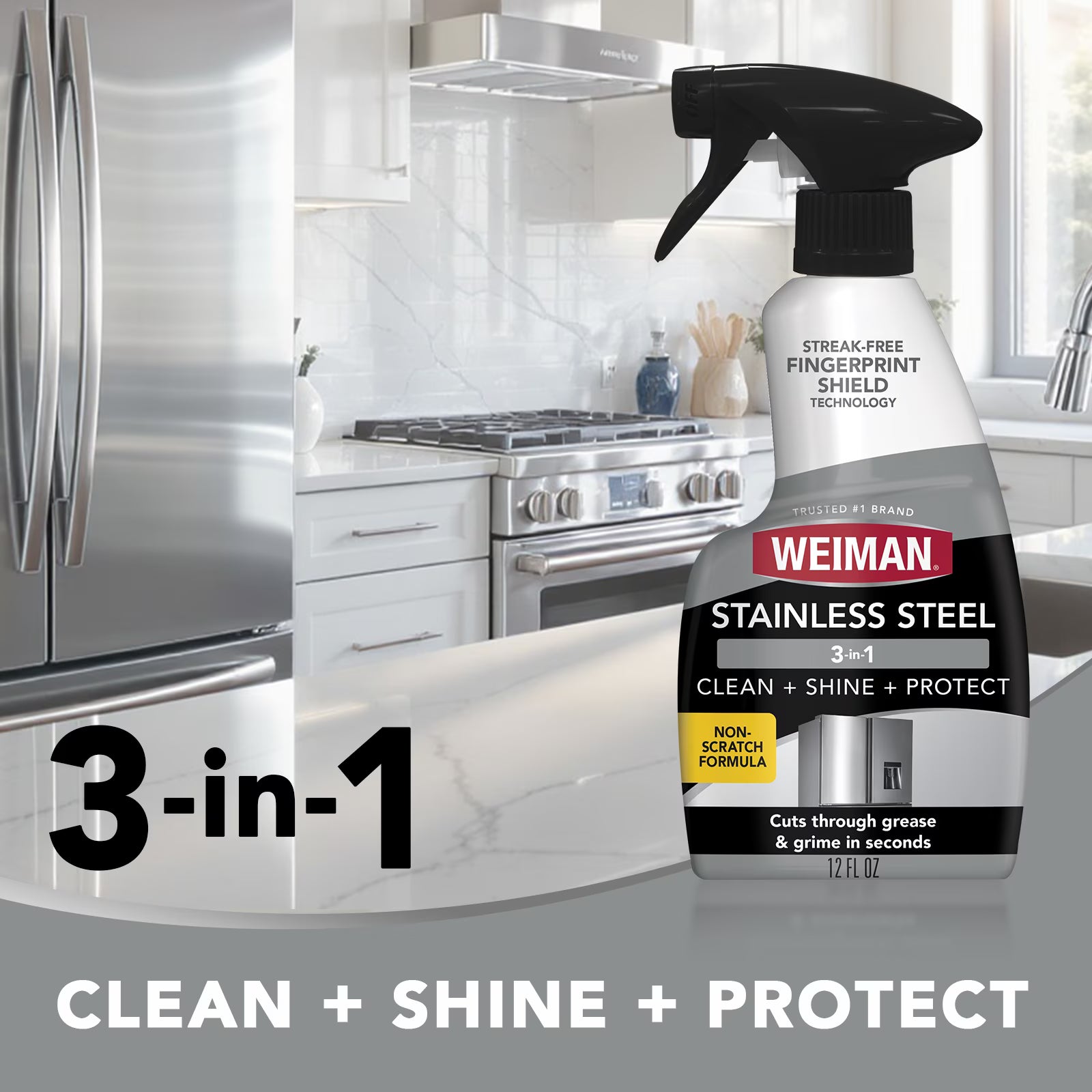 Weiman Stainless Steel Cleaner & Polish Spray, 12 fl oz – Removes Fingerprints, Streak-Free Shine, Protective Barrier for Appliances