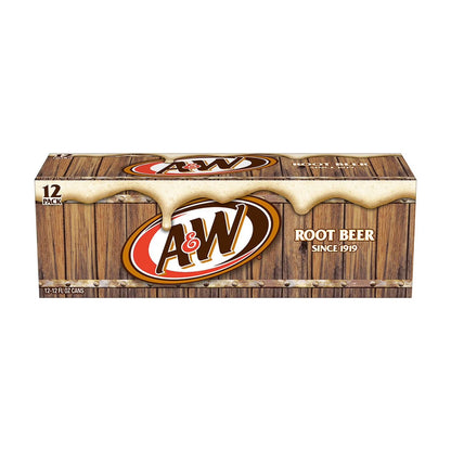 A&W Root Beer Soda Pop, 12 fl oz Cans, 12-Pack – Classic Creamy Vanilla Root Beer Soft Drink