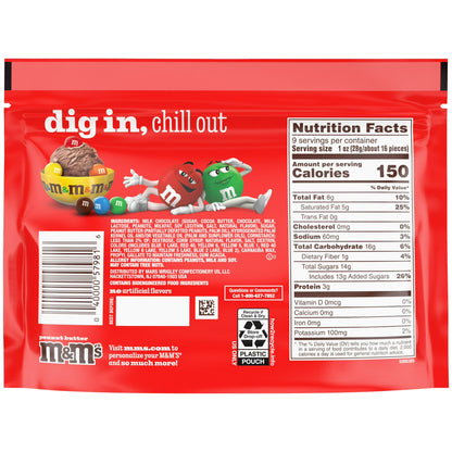 M&M’s Peanut Butter Milk Chocolate Candy, Sharing Size (9 oz Bag) – Crunchy Peanut Butter Center Covered in Milk Chocolate