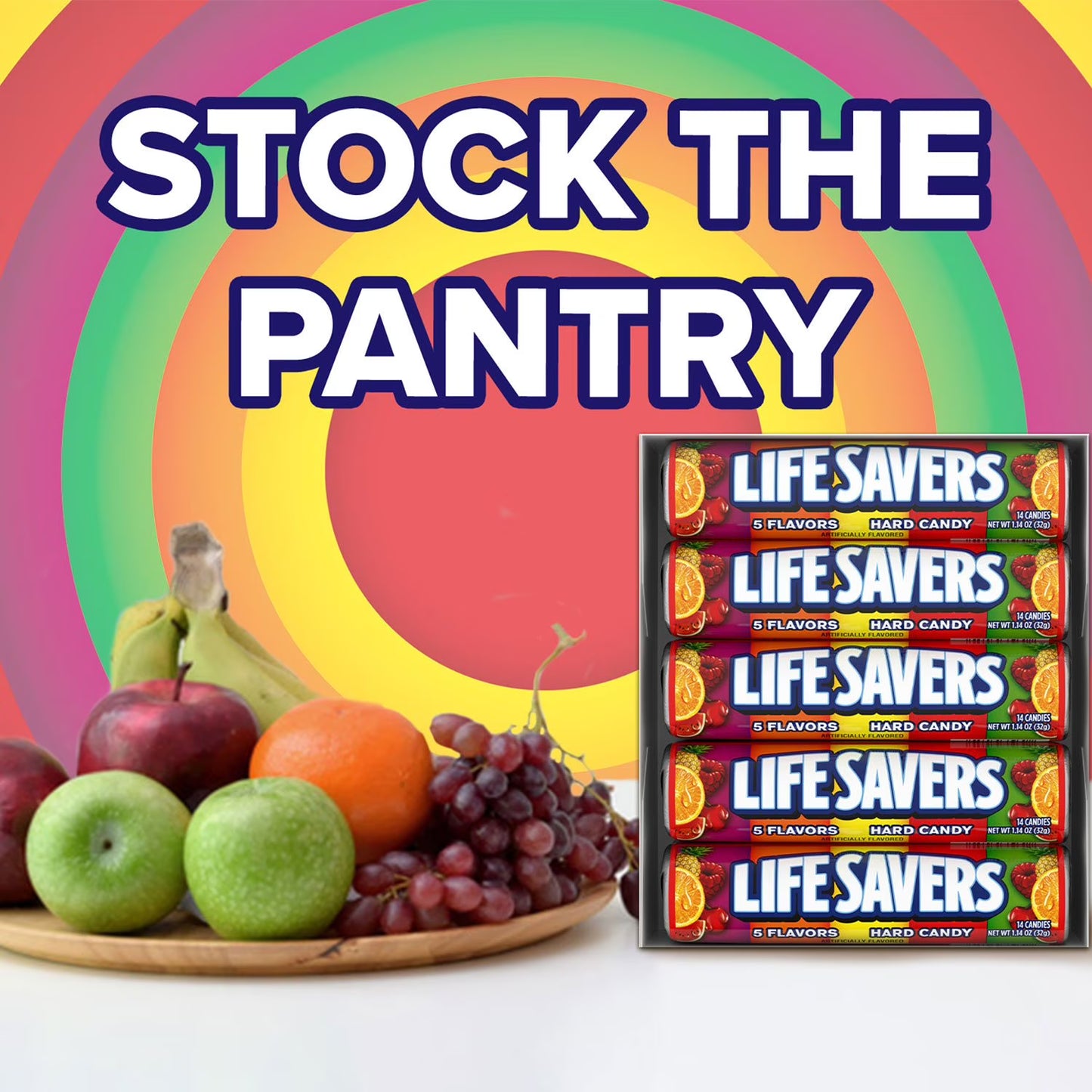Life Savers 5 Flavors Hard Candy 1.14 oz 20 Pack – Assorted Fruit Candy Rolls, Bulk Pack, Classic Sweet Treat, On-the-Go Candy