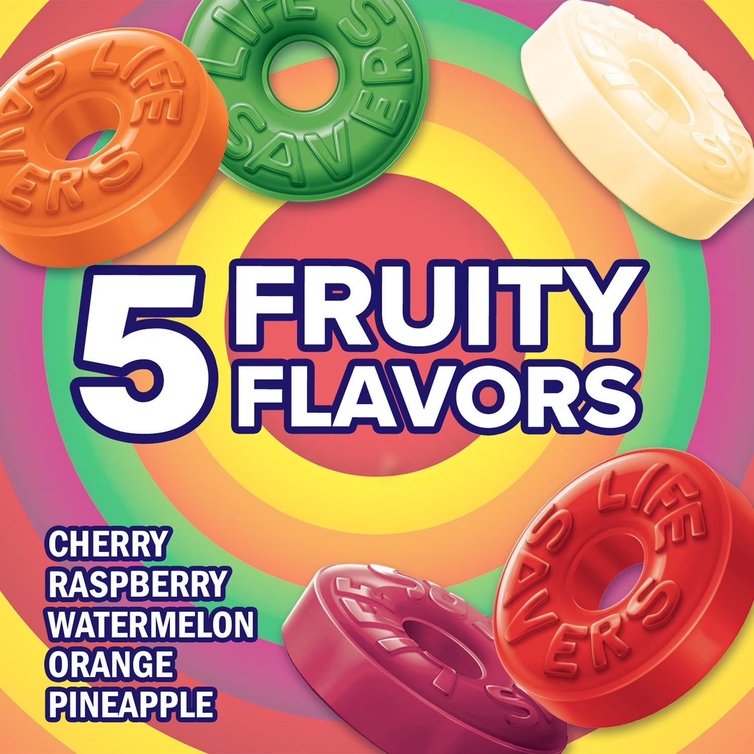 Life Savers 5 Flavors Hard Candy 1.14 oz 20 Pack – Assorted Fruit Candy Rolls, Bulk Pack, Classic Sweet Treat, On-the-Go Candy