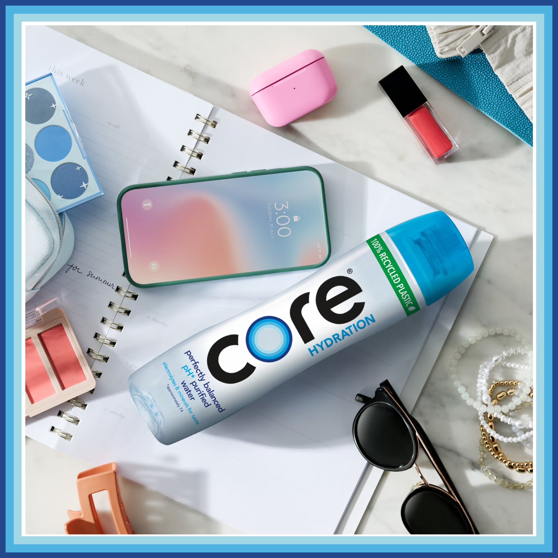 CORE Hydration Perfectly Balanced Drinking Water, 30.4 fl oz Bottles (6 Pack), Ultra-Purified pH Balanced Electrolyte Water