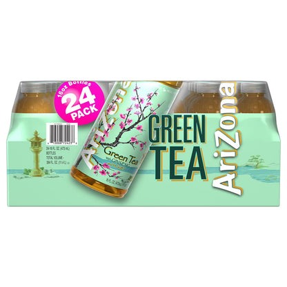 AriZona Green Tea with Ginseng and Honey 16 fl oz 24 Pack – Ready-to-Drink Iced Tea, Sweetened Herbal Beverage, Bulk Value Pack, Refreshing Energy Drink Alternative