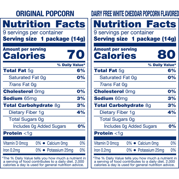 SkinnyPop Gluten-Free Popcorn Variety Pack, Original & Dairy-Free White Cheddar, 0.5 oz Individual Snack Bags, 18 Count