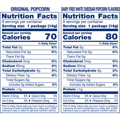 SkinnyPop Gluten-Free Popcorn Variety Pack, Original & Dairy-Free White Cheddar, 0.5 oz Individual Snack Bags, 18 Count