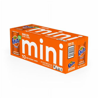 Fanta Orange Soda, Caffeine-Free, 7.5 fl oz Mini Cans (10 Pack), Classic Citrus Soft Drink