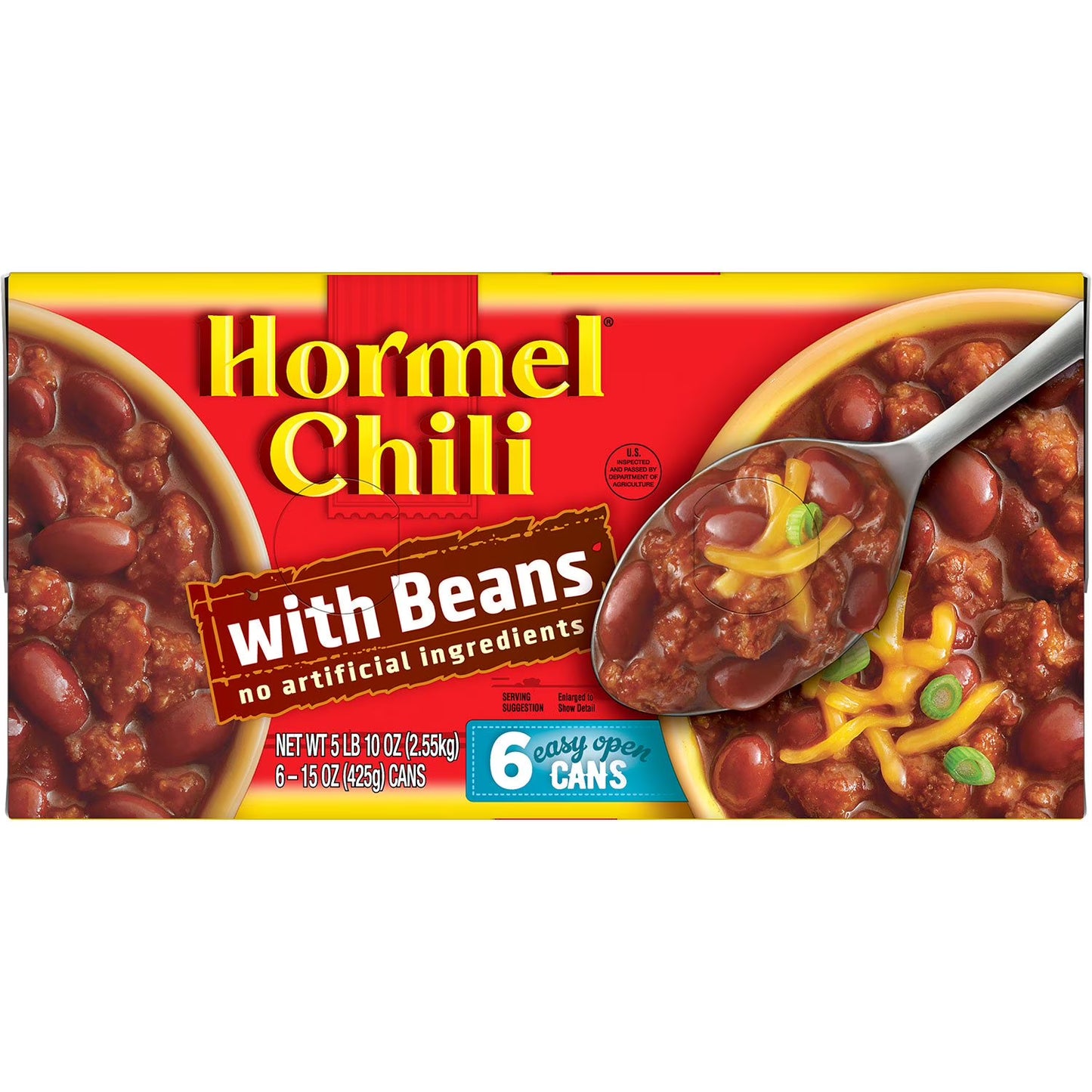 Hormel Chili with Beans 15 oz 6 Pack – Hearty Ready-to-Eat Canned Chili, Protein-Rich Meal, Quick Heat & Serve, Bulk Value Pack