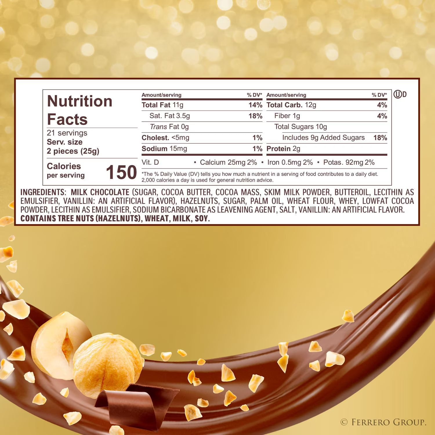 Ferrero Rocher Premium Milk Chocolate Hazelnut 48 Count – Gourmet Chocolate Candy, Crunchy Hazelnut Center, Luxury Gift Box, Bulk Pack