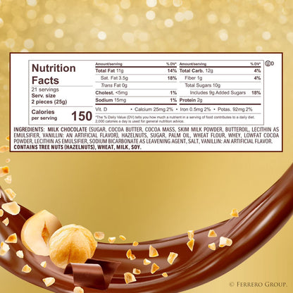 Ferrero Rocher Premium Milk Chocolate Hazelnut 48 Count – Gourmet Chocolate Candy, Crunchy Hazelnut Center, Luxury Gift Box, Bulk Pack