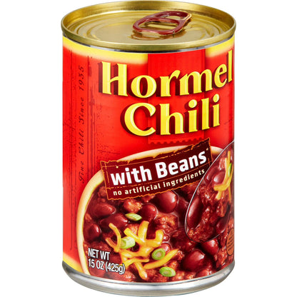 Hormel Chili with Beans 15 oz 6 Pack – Hearty Ready-to-Eat Canned Chili, Protein-Rich Meal, Quick Heat & Serve, Bulk Value Pack