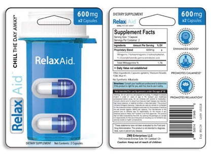 6 Pack Relax Aid 600mg Capsules – 12 Capsules Total