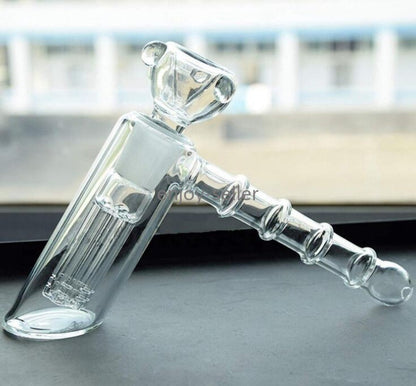 Mini Bubbler Hammer Diffuse  Glass Water Bongs Rig Shisha Smoking Pipe 18mm bow