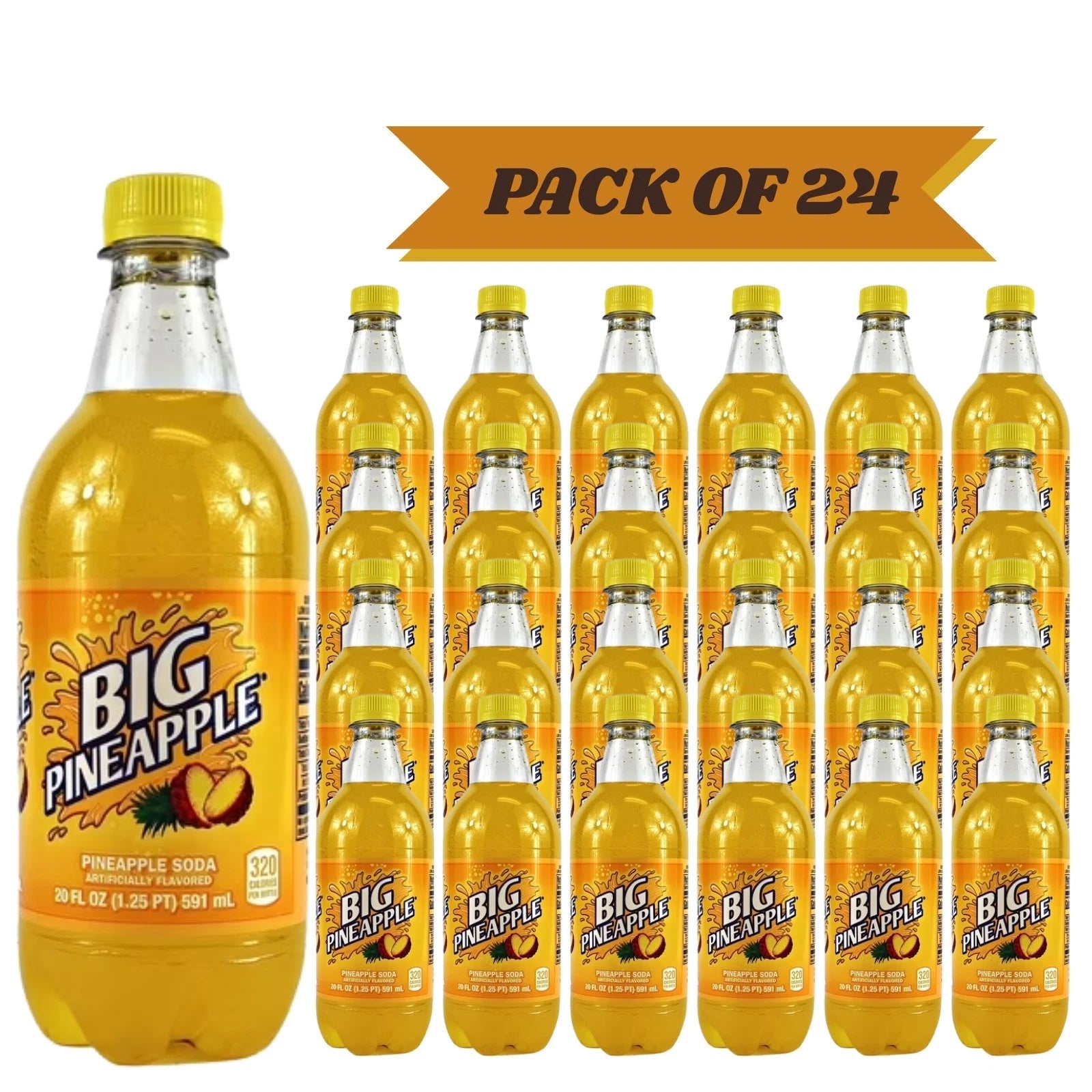 Big Pineapple Soda Exotic Pop, 20 fl oz Bottles – Pack of 24 | Tropical Pineapple Soft Drink