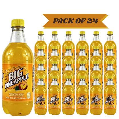 Big Pineapple Soda Exotic Pop, 20 fl oz Bottles – Pack of 24 | Tropical Pineapple Soft Drink