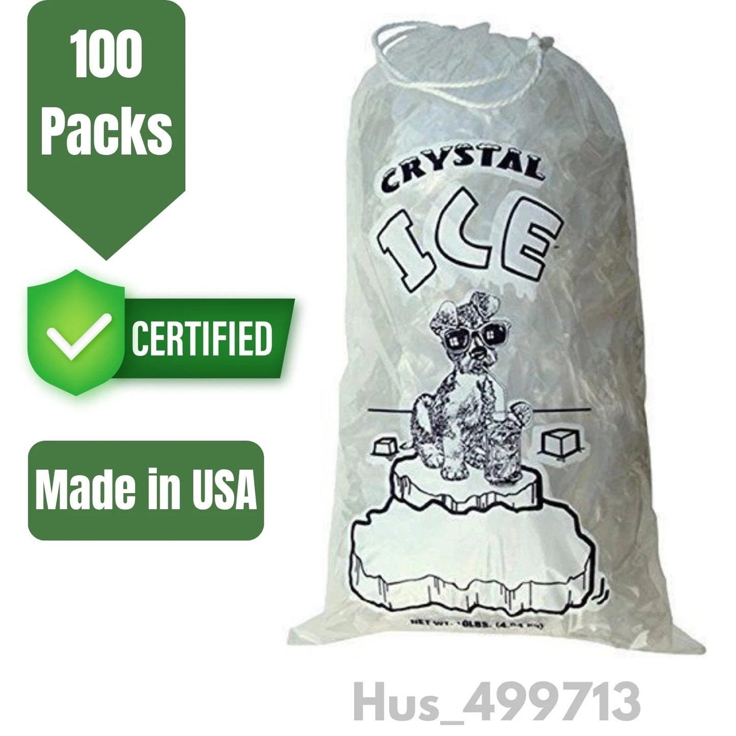 Ice Bags 10 lb with Drawstring – 500 Pack