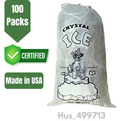 Ice Bags 10 lb with Drawstring – 500 Pack