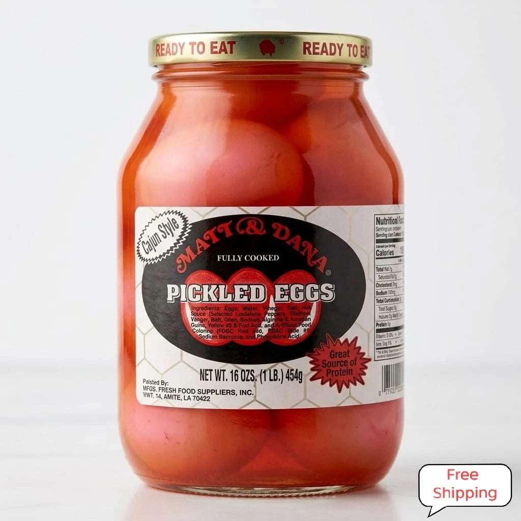 Pickled Beet Eggs – MAT & DANA (1 LB Jar) | Ready to Eat Amish Style