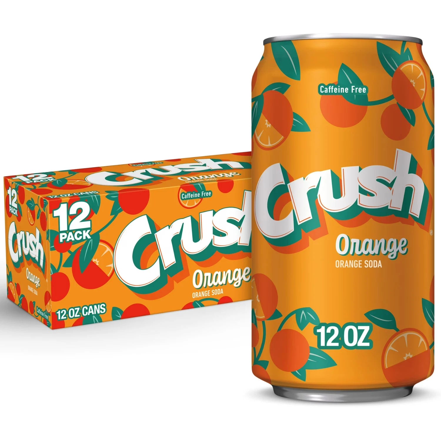 Crush Caffeine Free Orange Soda Pop – 12 fl oz Cans, 12 Pack