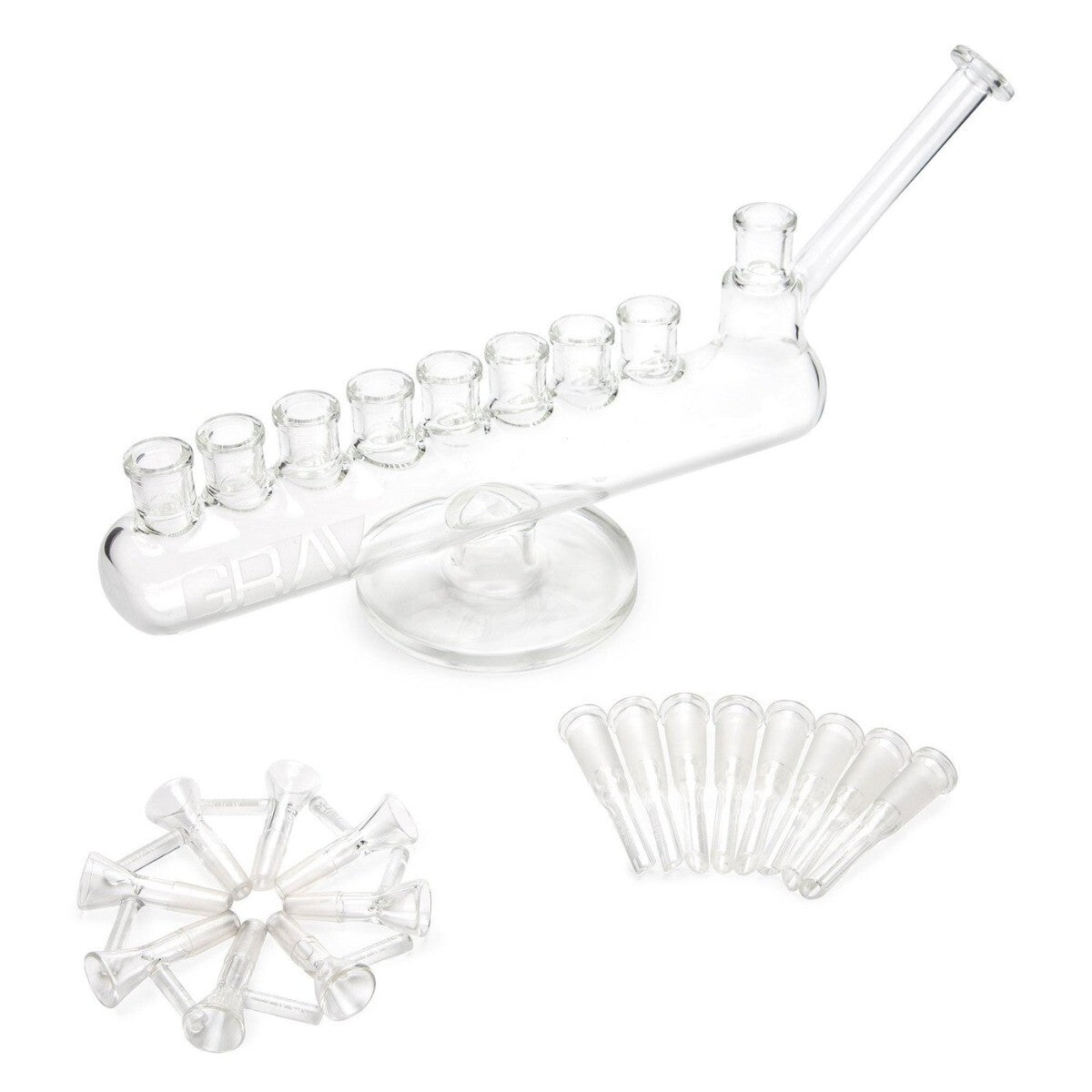 THICK Grav® Clear Menorah Bong HEAVY Glass Water Pipe HOOKAH Bubbler COOL *USA*