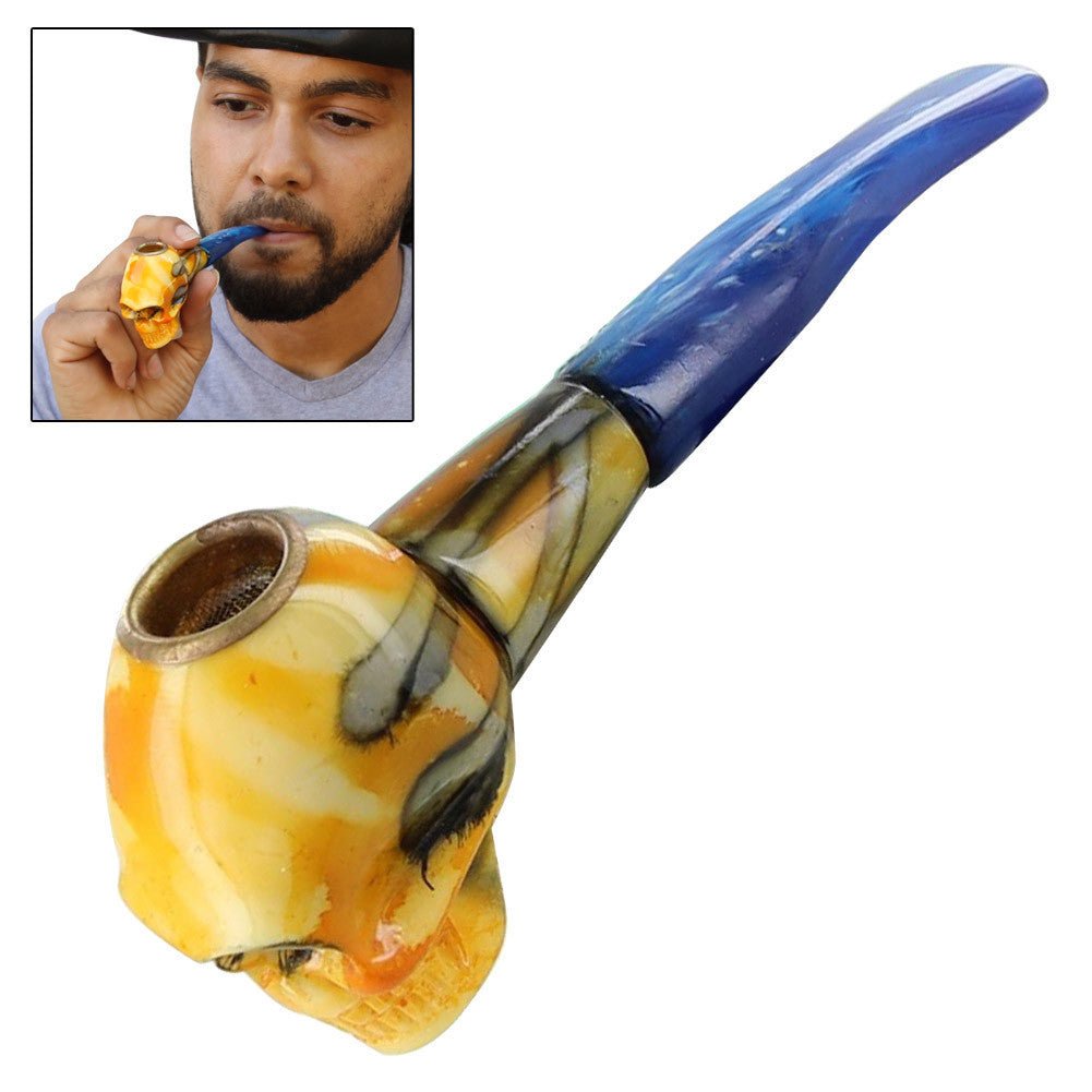 Handmade Pale Horseman Skull Head Tobacco Smoking Pipe
