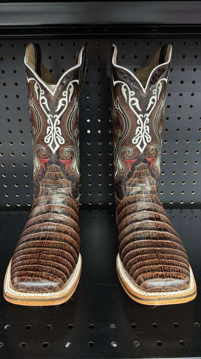 Men's Rodeo Cowboy Western Square Toe Boots Alligator Neck Print Made in Mexico