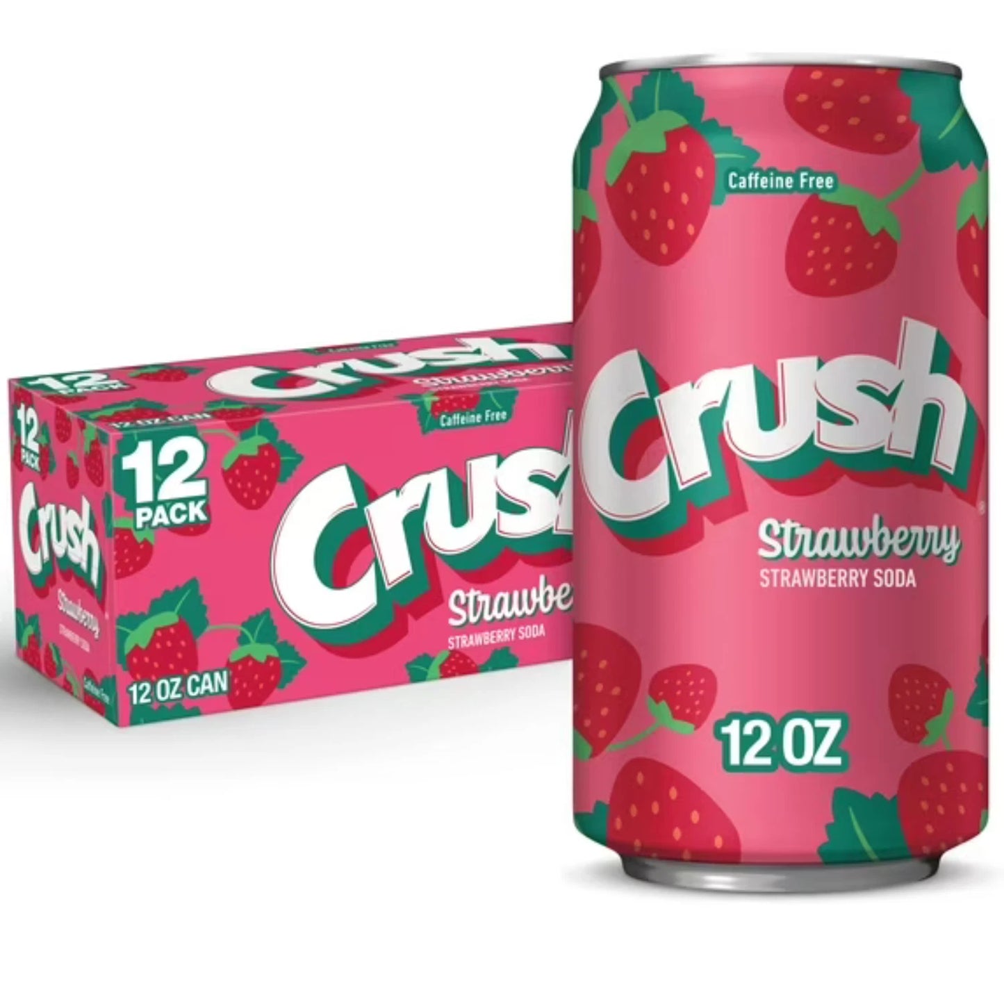 Crush Caffeine Free Strawberry Soda Pop – 12 fl oz Cans (12 Pack)
