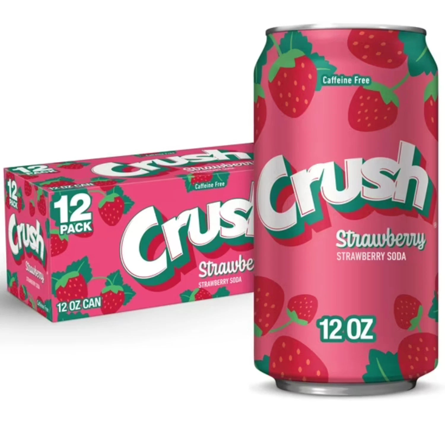 Crush Caffeine Free Strawberry Soda Pop – 12 fl oz Cans (12 Pack)
