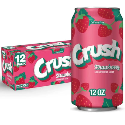 Crush Caffeine Free Strawberry Soda Pop – 12 fl oz Cans (12 Pack)