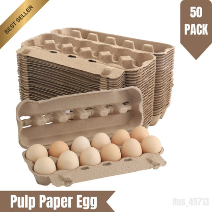 Eco-Friendly 12-Egg Cartons (50 Pack) - Recycled Pulp, Beige