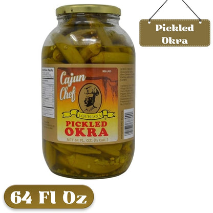 Cajun Chef Pickled Whole Okra – Value Pack, 64 fl oz Bulk Jar