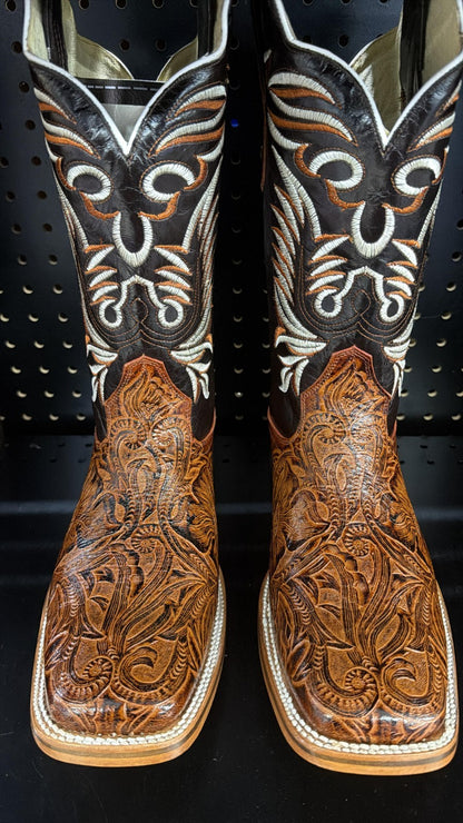Men's Rodeo Cowboy Western Square Toe Boots Alligator Neck Print Made in Mexico