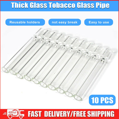 10-piece Thick Pyrex Glass Chillum Tobacco Pipe, Smoking pipe, Smooth One Hitter