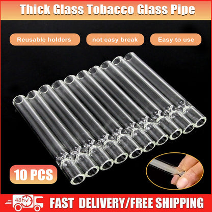 10-piece Thick Pyrex Glass Chillum Tobacco Pipe, Smoking pipe, Smooth One Hitter