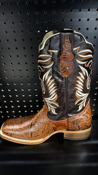 Men's Rodeo Cowboy Western Square Toe Boots Alligator Neck Print Made in Mexico