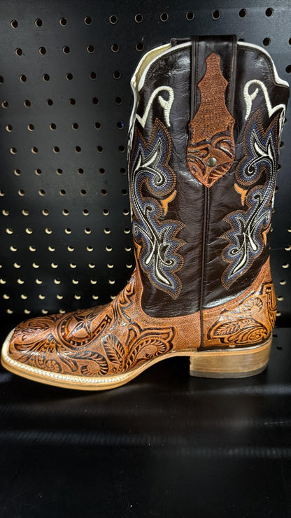 Men's Rodeo Cowboy Western Square Toe Boots Alligator Neck Print Made in Mexico