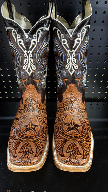 Men's Rodeo Cowboy Western Square Toe Boots Alligator Neck Print Made in Mexico