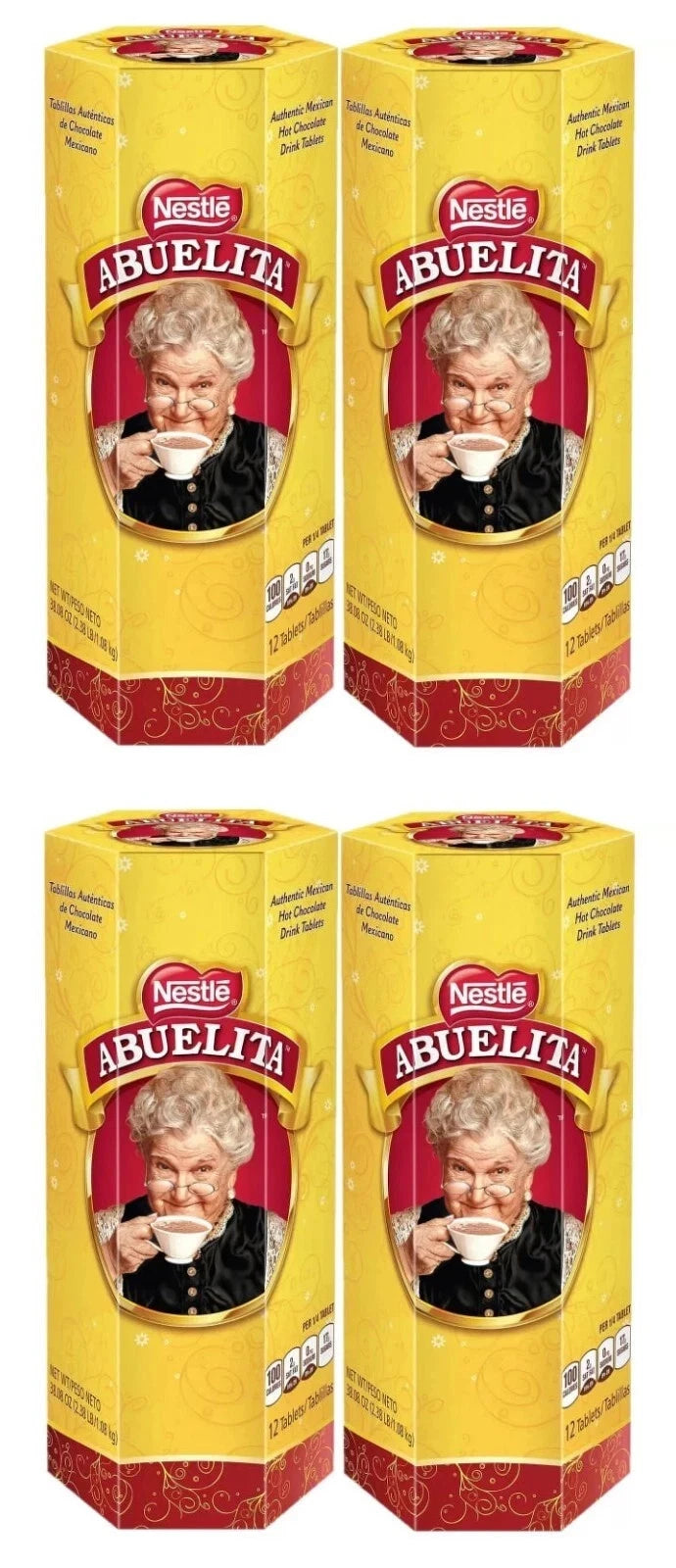 Nestlé Abuelita Mexican Hot Chocolate Tablets – 4 Pack (12 Tablets per Box, Total 48 Tablets)