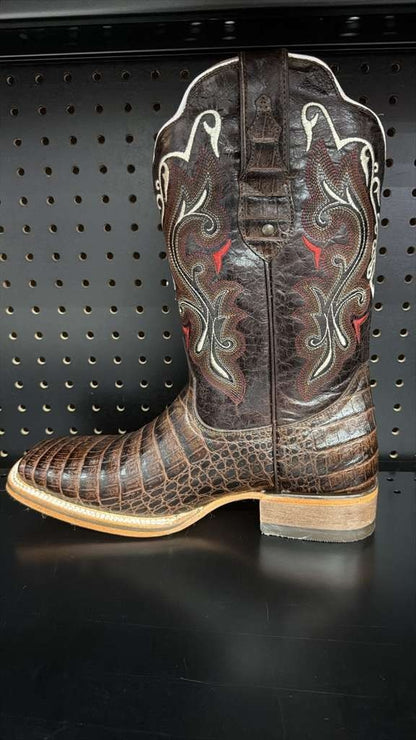 Men's Rodeo Cowboy Western Square Toe Boots Alligator Neck Print Made in Mexico