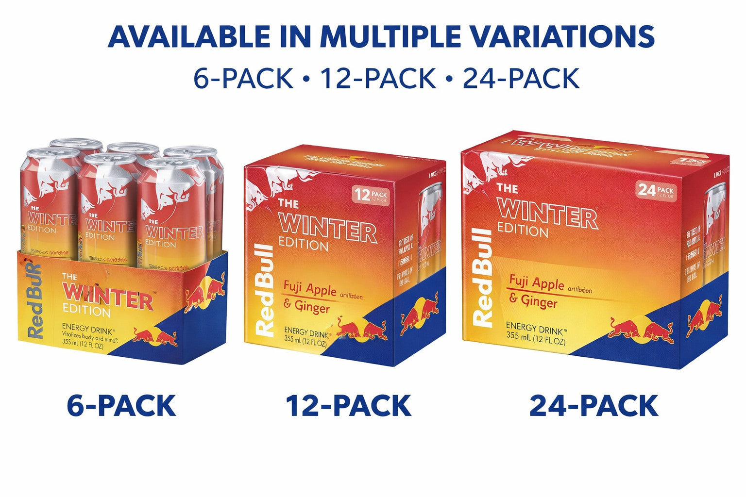 Red Bull Winter Edition: Fuji Apple-Ginger flavor 12 Fl Oz 6/12/24 Cans