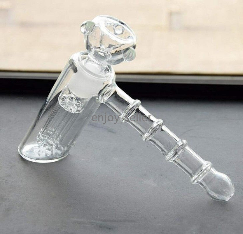 Mini Bubbler Hammer Diffuse  Glass Water Bongs Rig Shisha Smoking Pipe 18mm bow