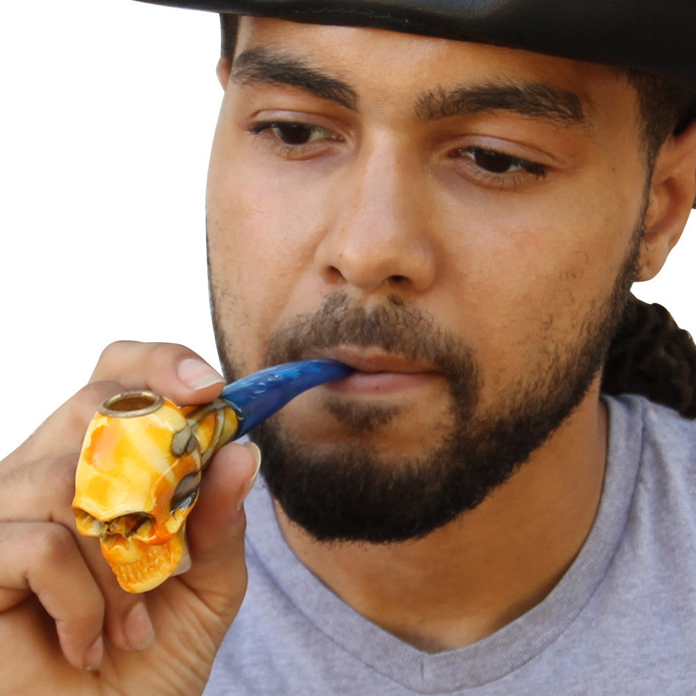 Handmade Pale Horseman Skull Head Tobacco Smoking Pipe