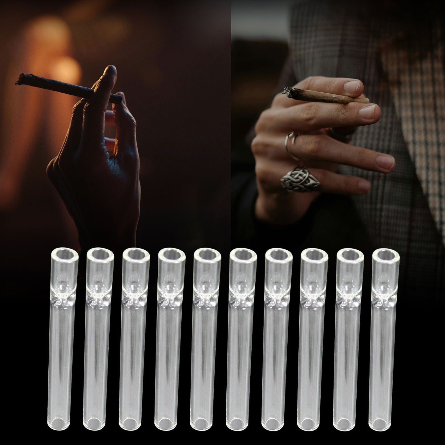 10-piece Thick Pyrex Glass Chillum Tobacco Pipe, Smoking pipe, Smooth One Hitter