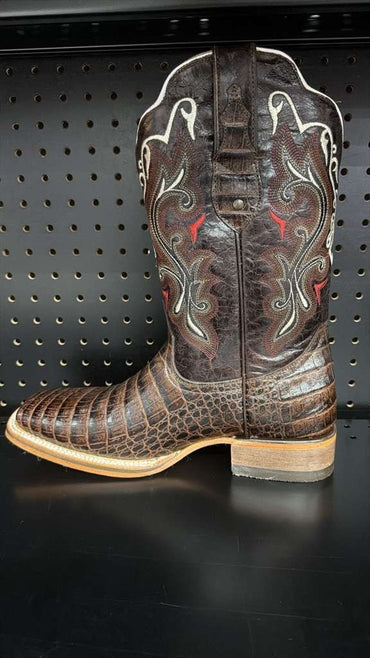 Men's Rodeo Cowboy Western Square Toe Boots Alligator Neck Print Made in Mexico