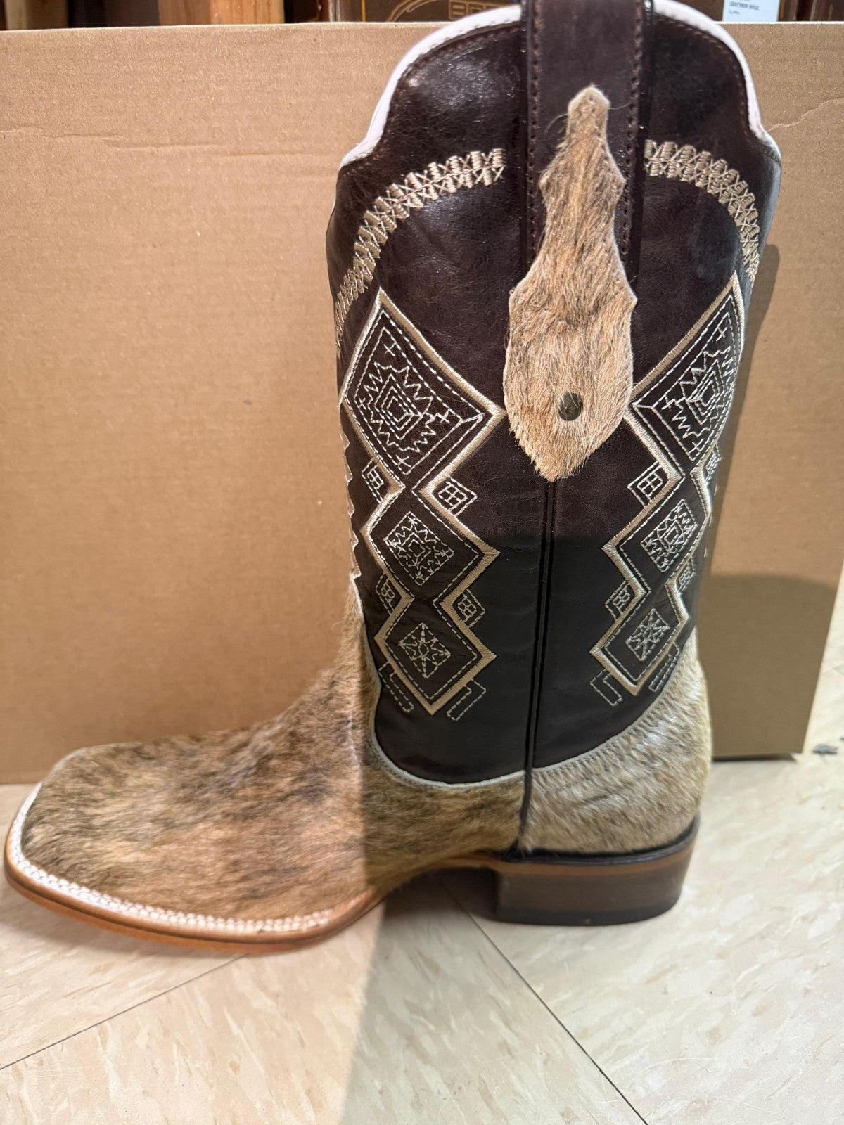 Mens Hair Brown Cowboy Boots Leather Real Cow Hair Western Men's Authentic