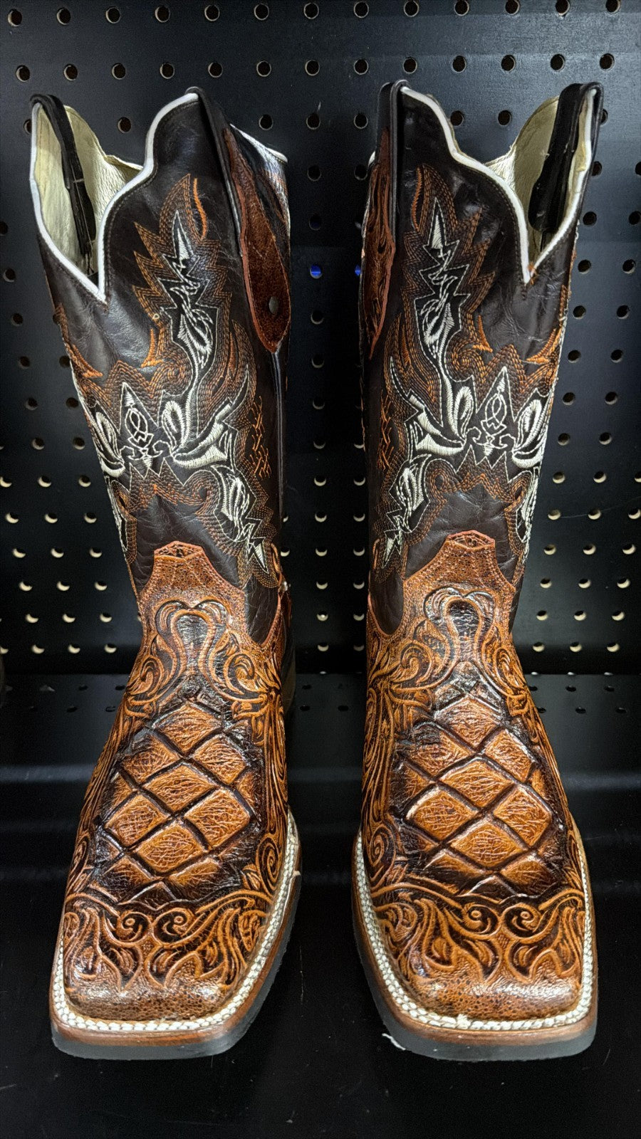 Men's Rodeo Cowboy Western Square Toe Boots Alligator Neck Print Made in Mexico