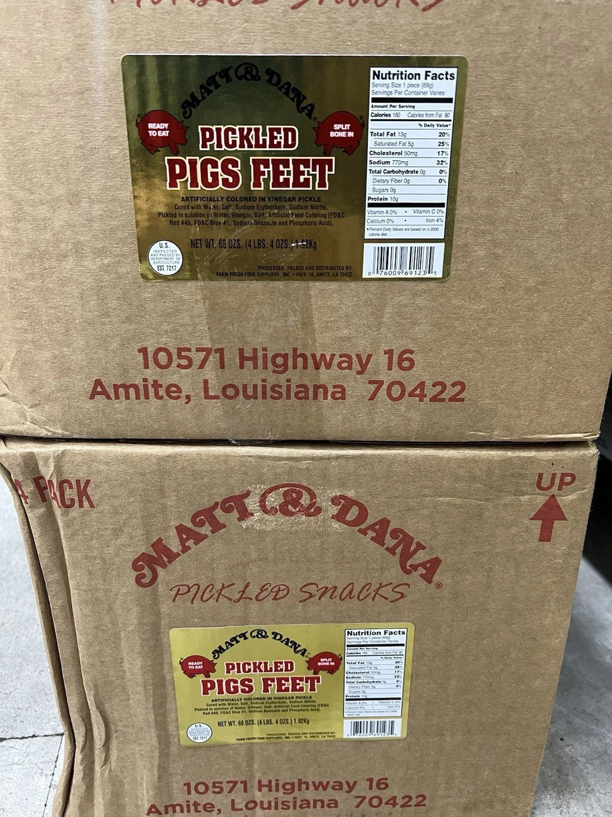 1 Gallon (4.25lb)  Authentic Louisiana Pickled Pig's Feet READY TO EAT