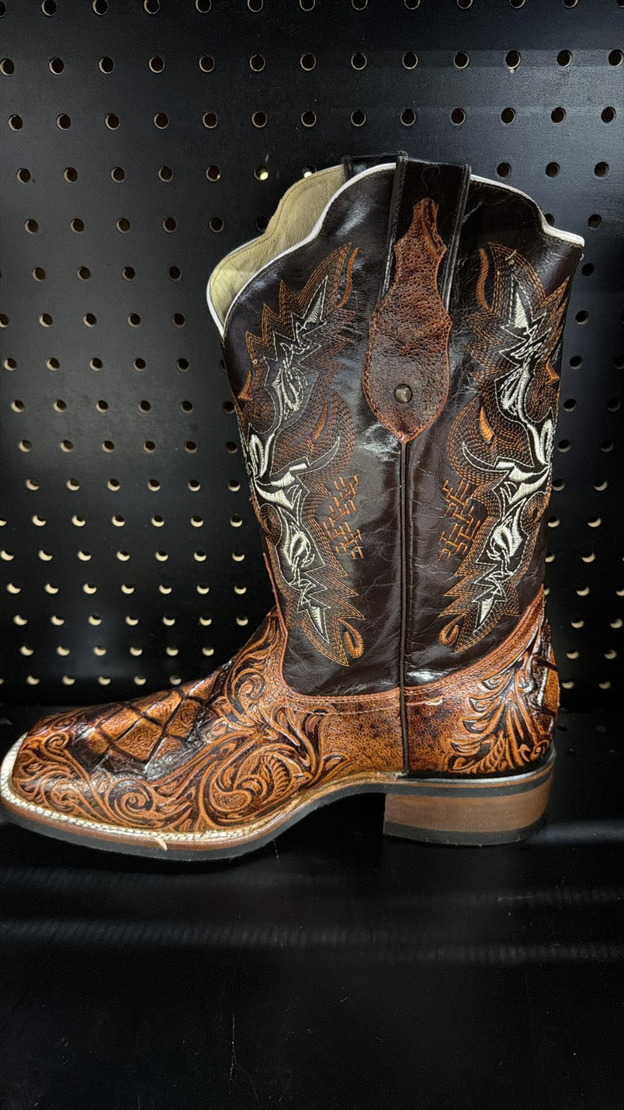 Men's Rodeo Cowboy Western Square Toe Boots Alligator Neck Print Made in Mexico