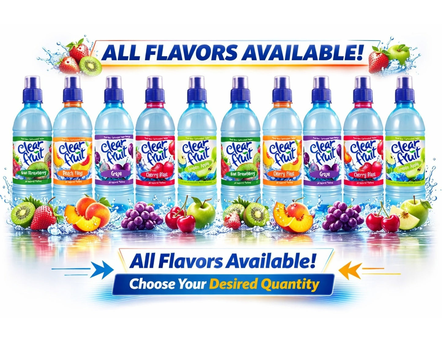 Clear Fruit Flavored Water  16.9oz Bottles 6/12/24 Packs, ALL Flavors Available